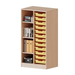 ErgoTray Regal, 2reihig, 3,5 OH, links 4 Fächer rechts 12 flache Boxen, B/H/T 70,3x136x40cm 